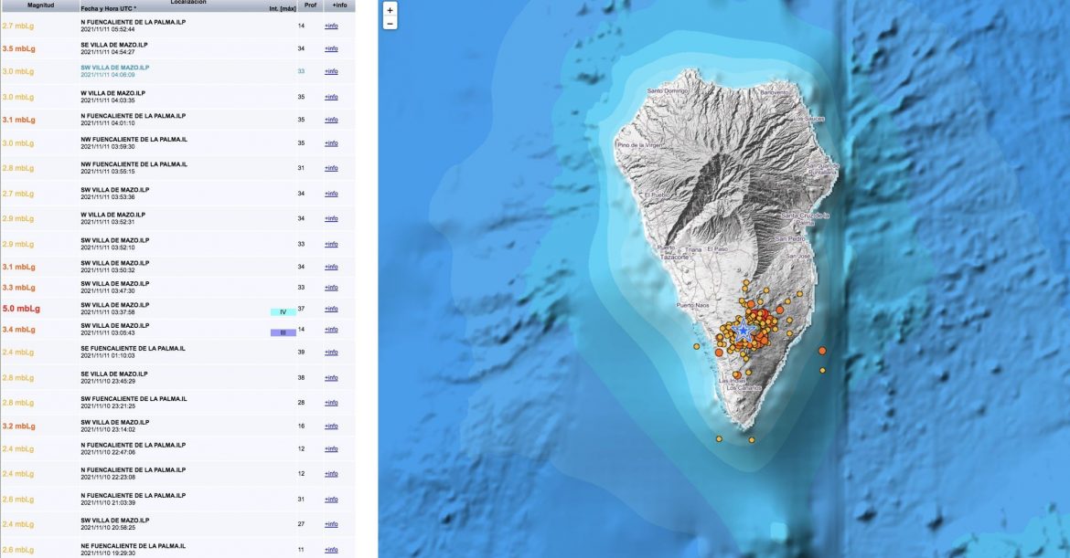 La Palma temblo anoche con un terremoto de magnitud 5 sentido tambien en La Gomera
