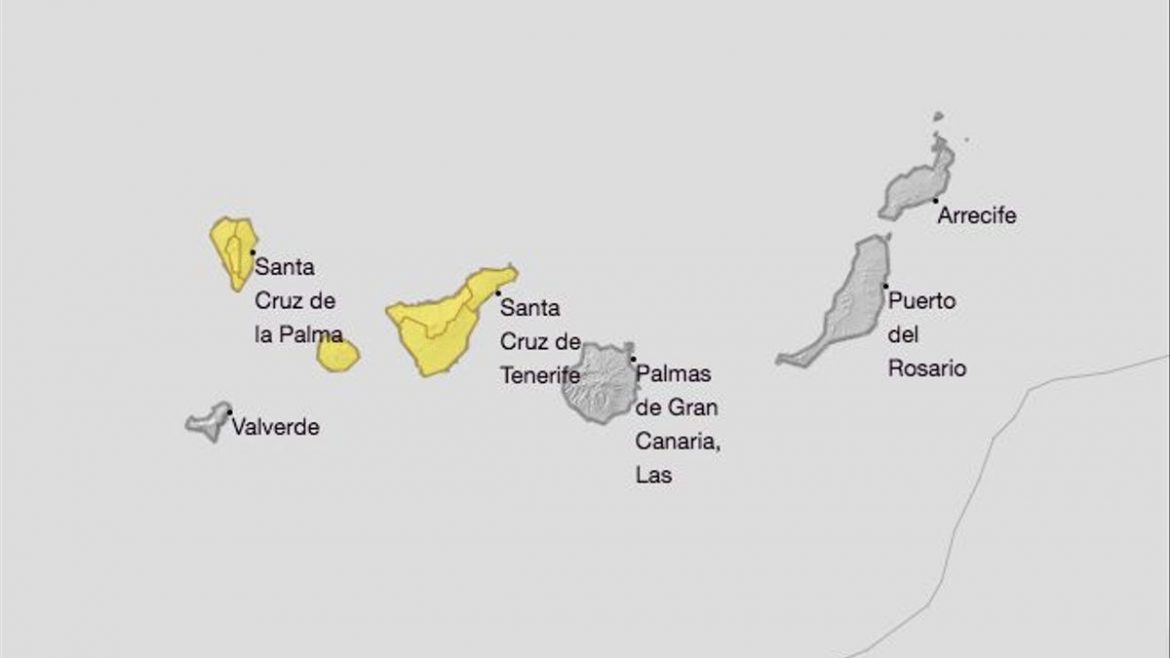 Tenerife, La Palma y La Gomera, en aviso amarillo por lluvias entre el jueves y el viernes